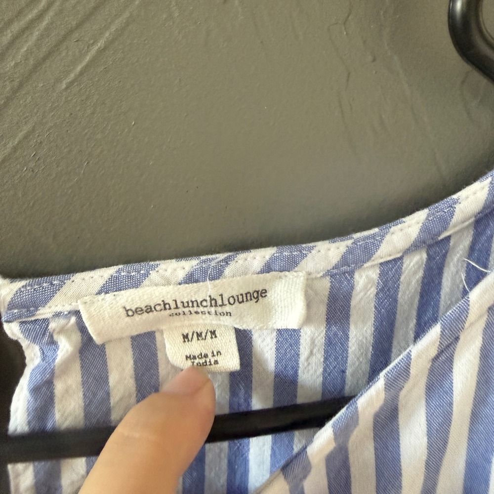 Beachlunchlounge‎ Blue White Striped Midi Dress Sleeveless Cutout  M Lagen Light - Picture 3 of 10